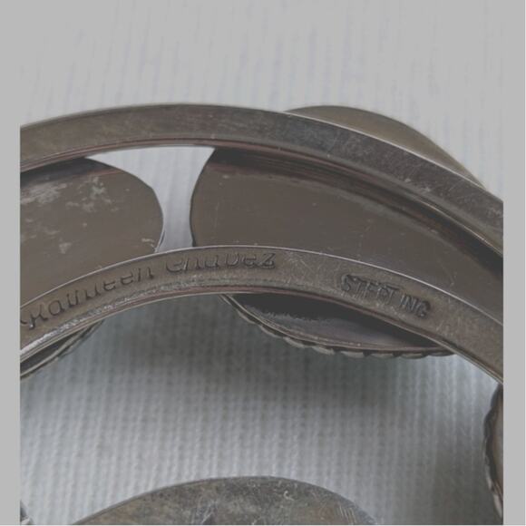 Kathleen Chavez Navajo Sterling Silver Malachite Squash Blossom Necklace + EUC - Picture 8 of 16